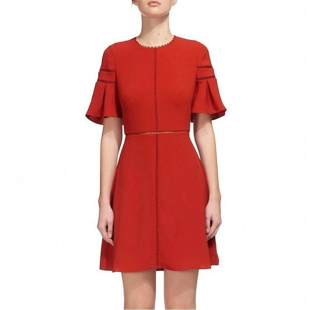 Whistles Estrella Fluted Sleeve Dress Size 8